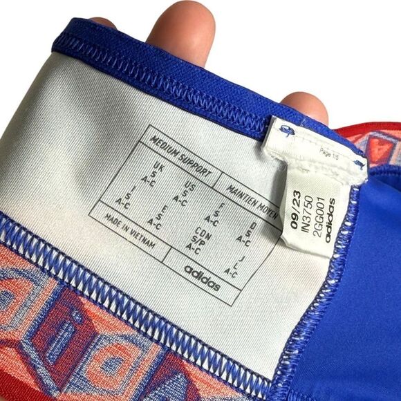 Adidas X Farm Rio PsychedelicWave Blue & Red Strappy Medium Support Sports Bra - Picture 12 of 12